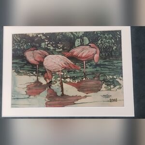 Beth Erlund signed and numbered Flamingo Batik print